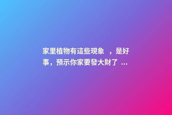 家里植物有這些現象，是好事，預示你家要發大財了！